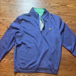 Masters Two-Tone Blue and Green Zip-Up Sweater